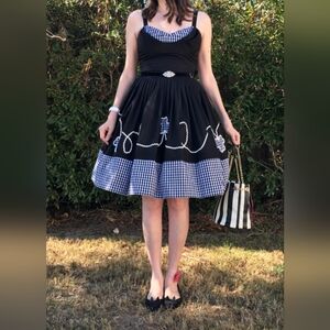 Trashy Diva Lena Picnic Dress in Black Poplin/Gingham